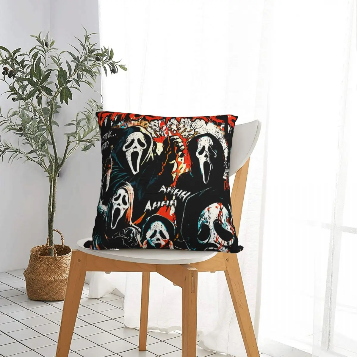 Retro 90s Scream Movie Pillow Cases Sidney Prescott Cushion Cover Creative Zipper Decorative Pillowcase for Sofa 45*45cm