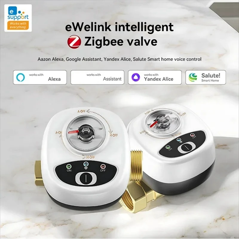 Zigbee pengontrol katup pintar, aplikasi katup bola Ewelink kontrol jarak jauh IP65 katup air tahan air bekerja untuk Alexa