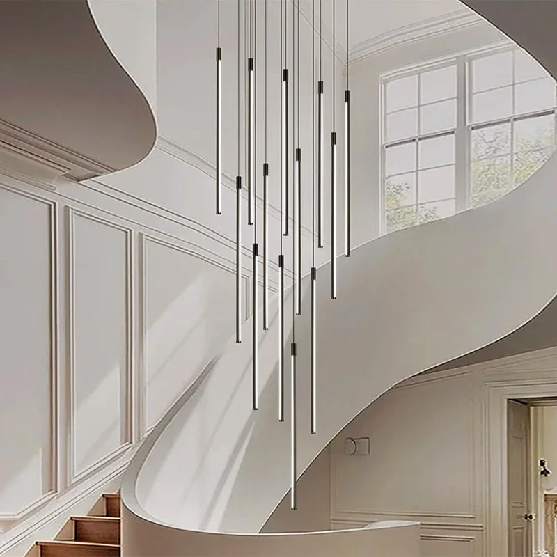 

Minimalist Chandelier Slender Staircase Lamp Modern Family Penthouse Apartment Lamps LED Hanging Home Decorative Lights