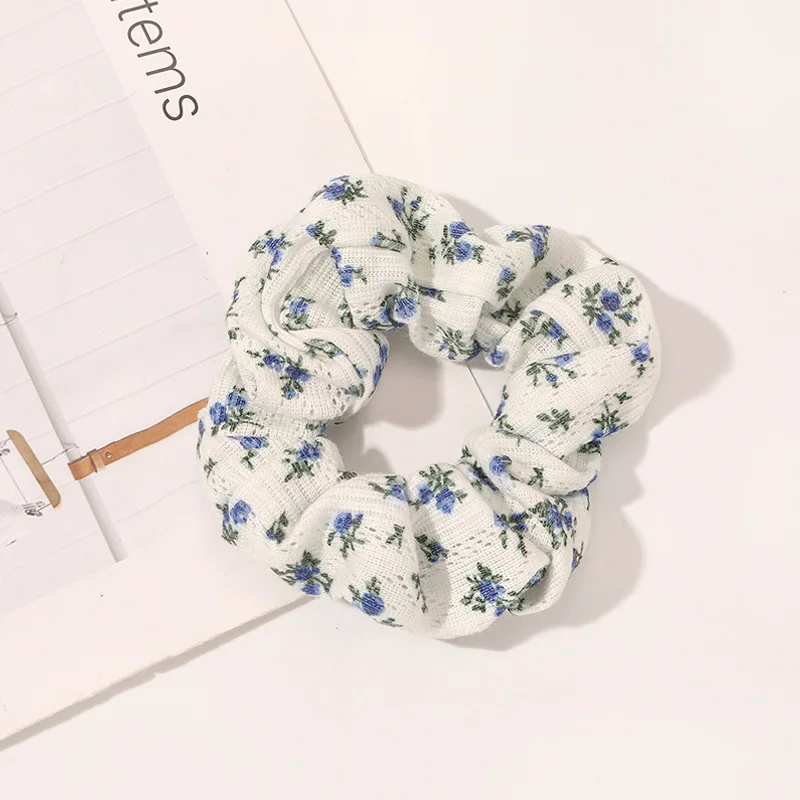 Scrunchies pequenos e frescos para meninas, laços florais, corda elástica, estilo coreano, acessórios para cabelo feminino, verão