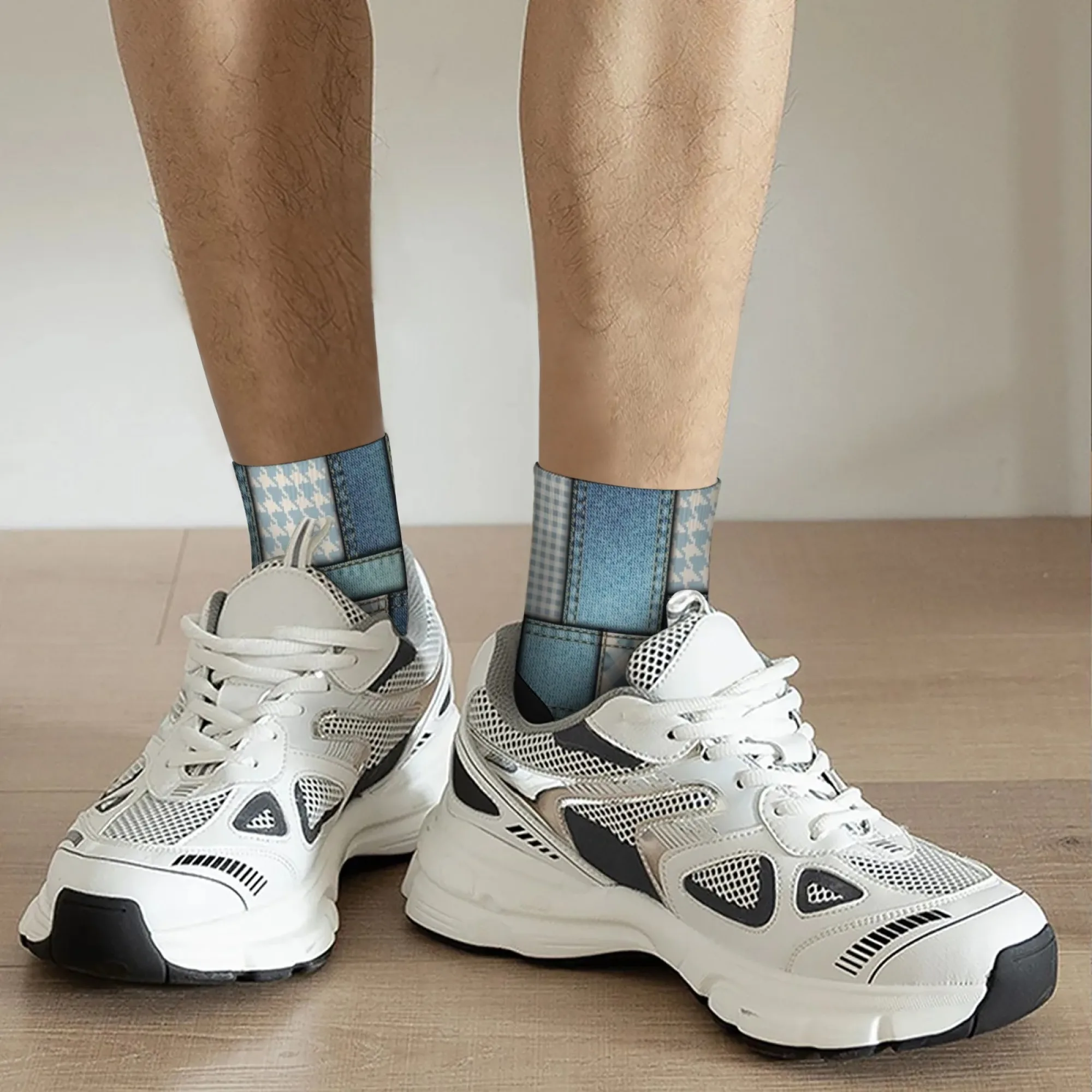 Calzini corti stile scozzese blu Miscela di poliestere Calzini casual comodi per donna Uomo Unisex Morbidi e traspiranti Leggeri