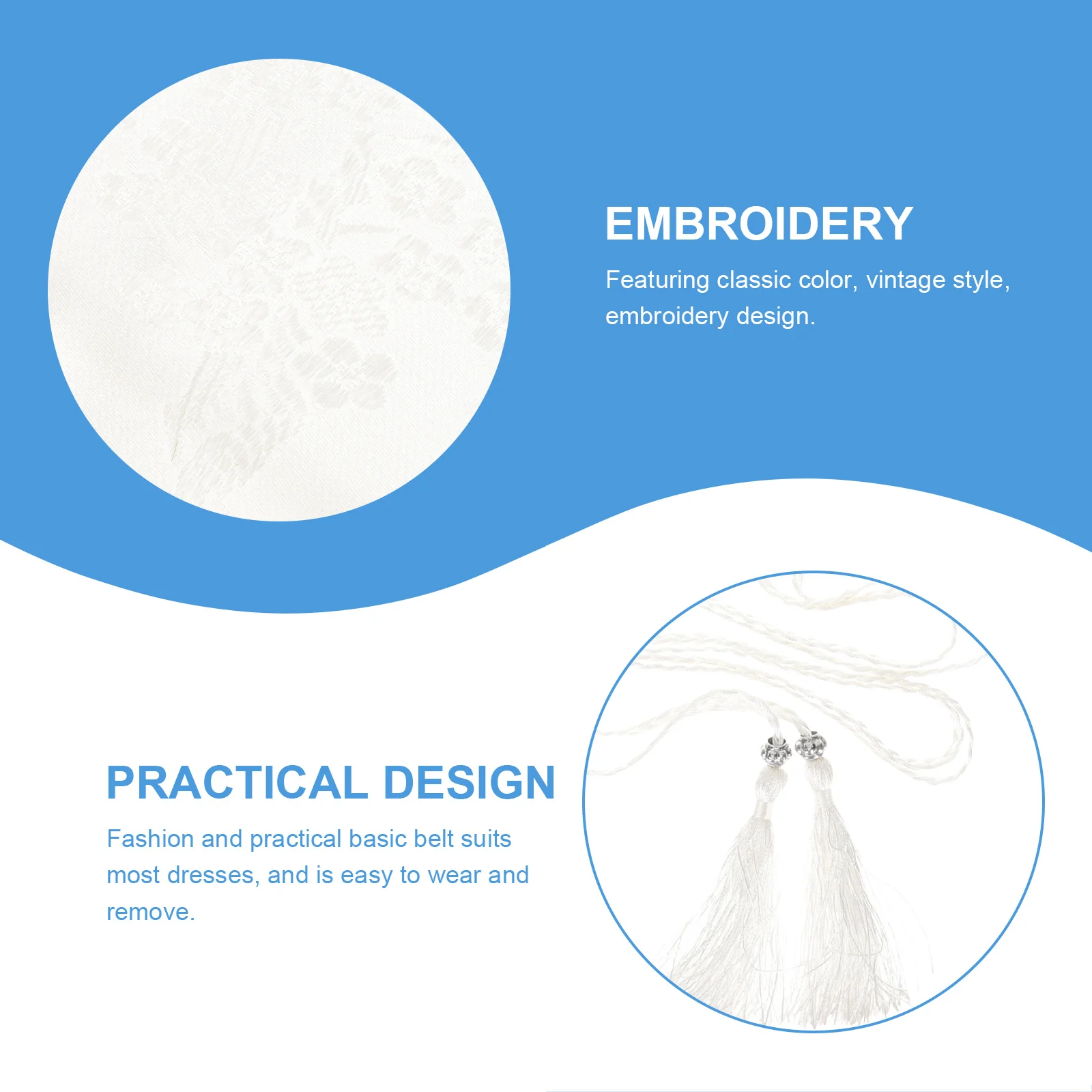 المطرزة واسعة وشاح المرأة Hanfu حزام الصينية حزام شرابة الملحقات خمر نمط دائم موثوقة سهلة ارتداء إزالة