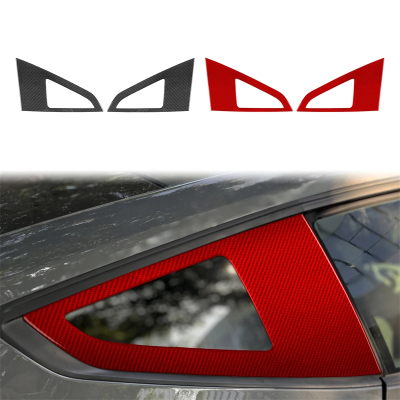 

Real Soft Carbon Fiber Rear Window Louver Shutter Cover Trim For Ford Mustang GT 2024 2025