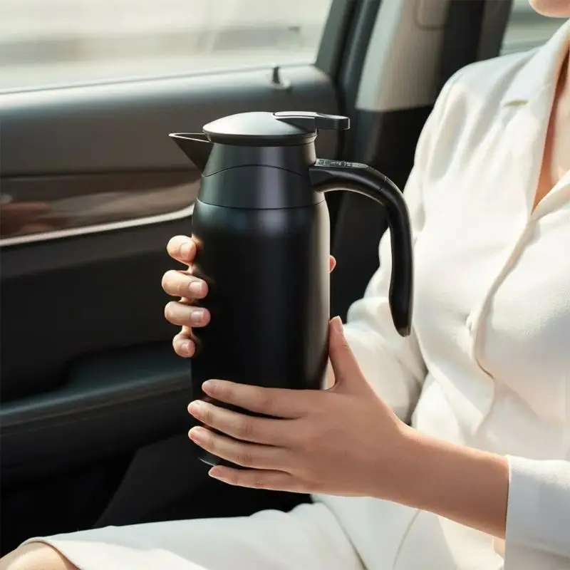 

31BC Fast Heating 800ml Vehicle Kettle with Digital Readout Double Layer Insulation Universal 12V 24V for Road Trip