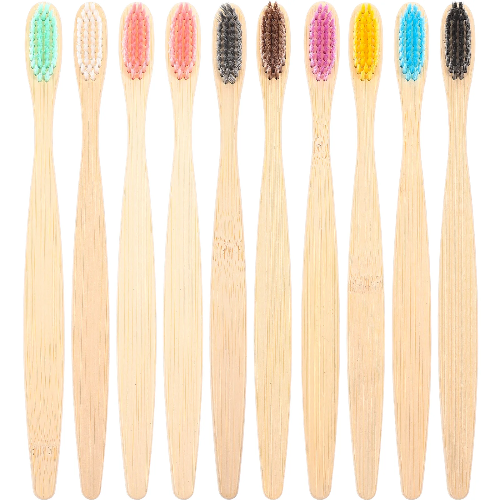 10 قطعة فرشاة أسنان من ألياف الكربون الخيزران مقبض خشبي شعيرات أكثر نعومة فرشاة أسنان للسفر للكبار مجموعة العناية بالفم المحمولة #6