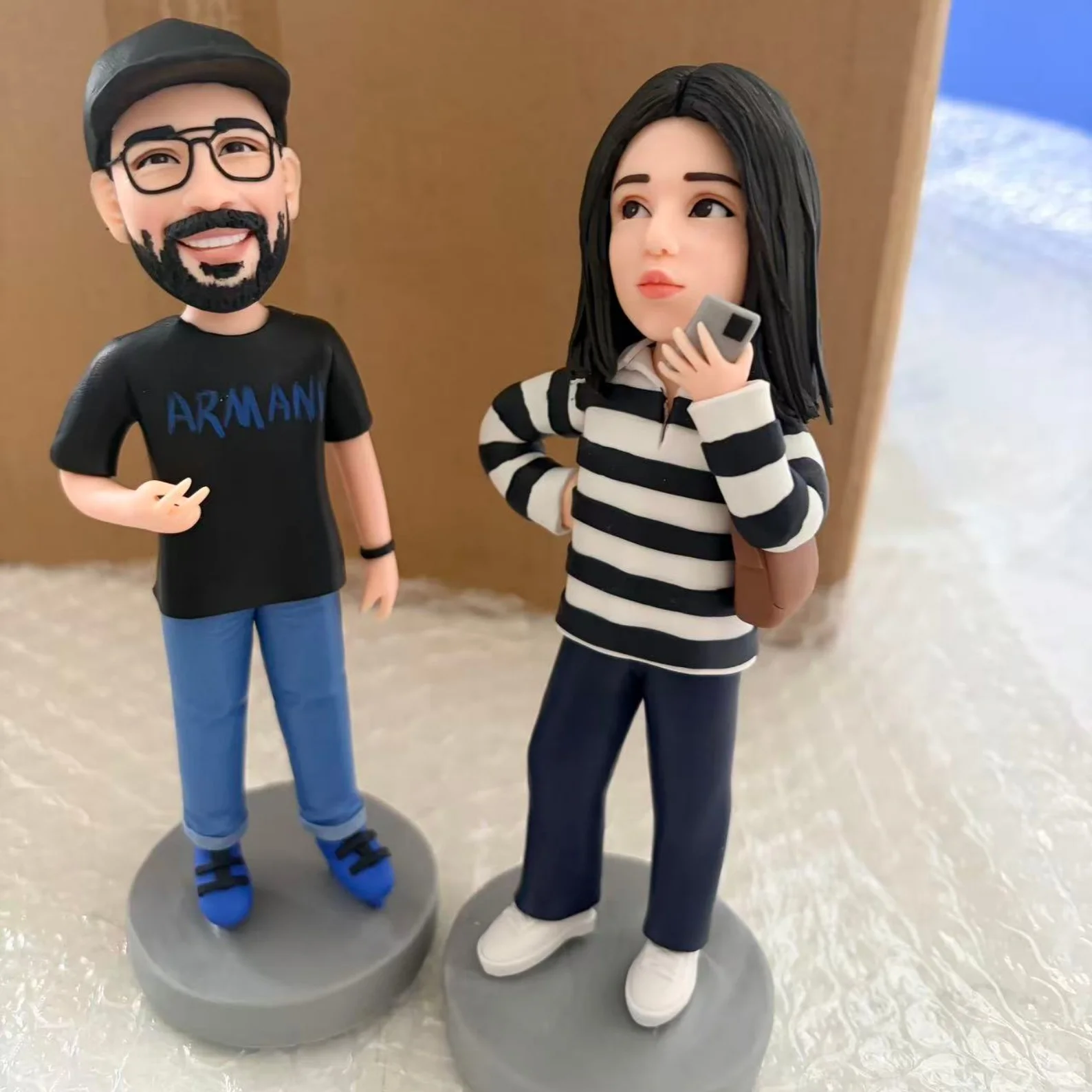 Personalized Bobblehead Figure Wedding Cake Topper Custom from Photo Handmade Full Body Clay Figurine Keepsake Gift Decoration