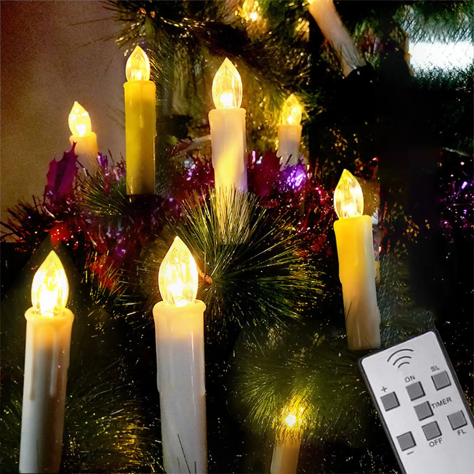 10 Pieces Candle Light Taper Candles Chirstmas Tree LED Battery Operated