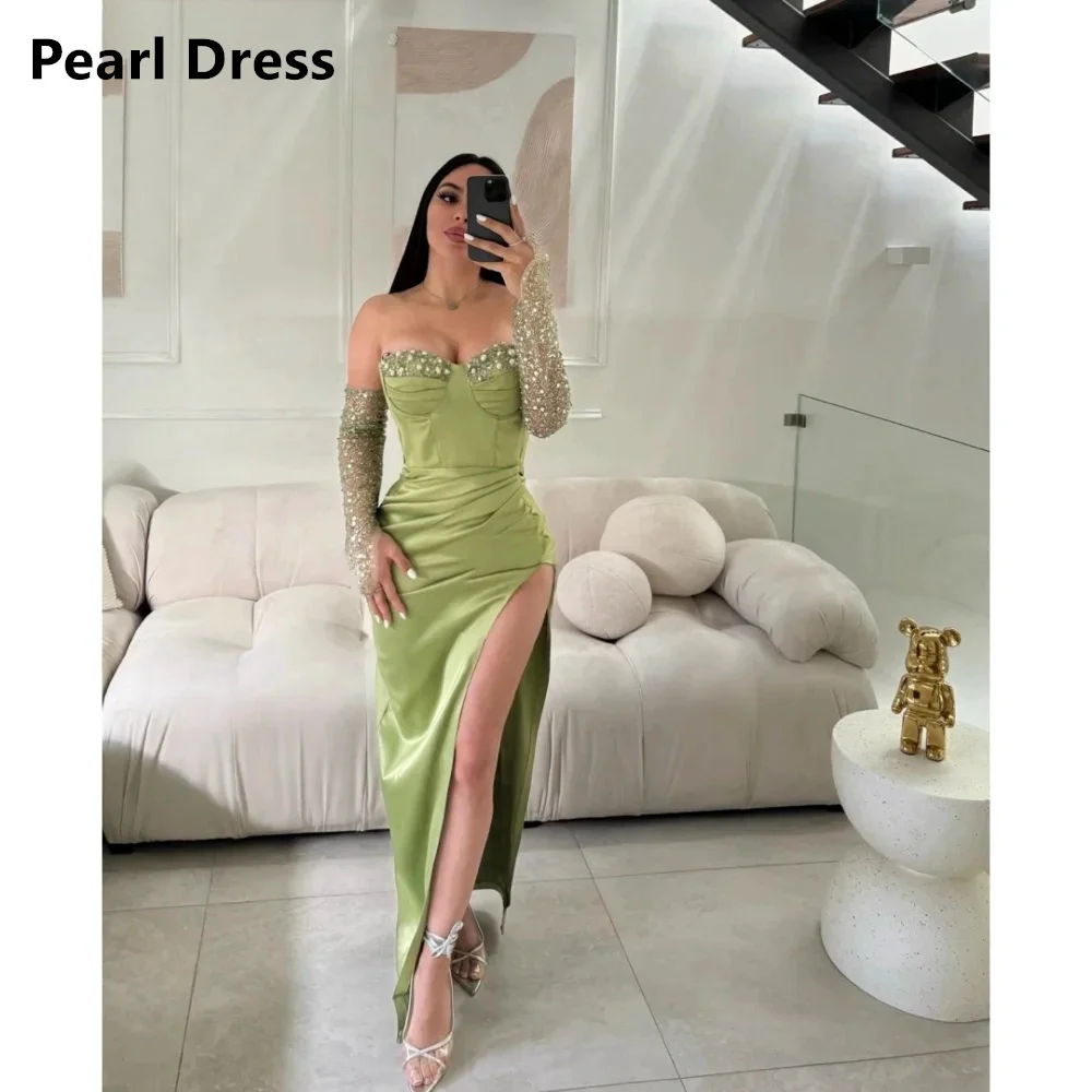 

Pearl Wedding Dress Evening Dresses for Special Occasions Custom Made Elegant Party Dresses Woman Fish Tail Side Slit Strapless