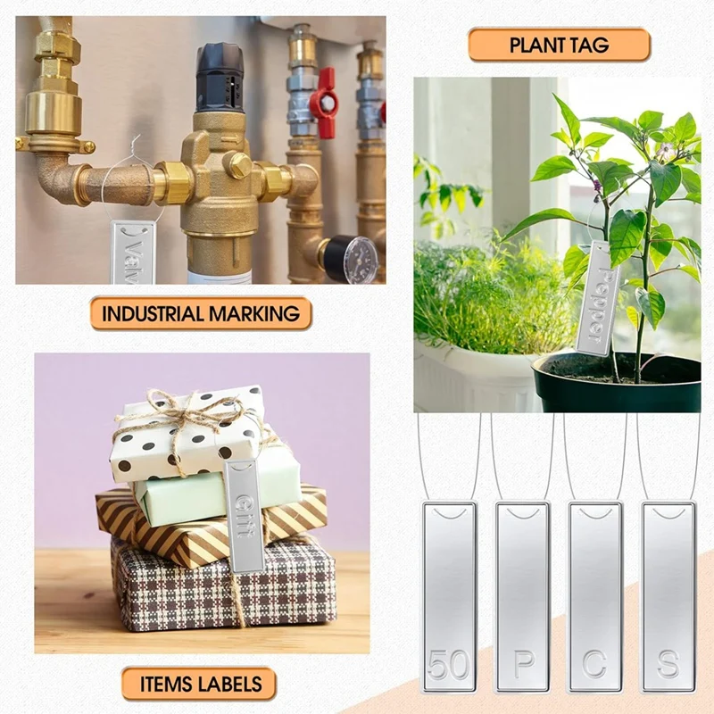 36 Pcs Steel Metal Stamping Set 1/8 Inch(3Mm) With 50 Pcs Aluminum Plant Label, Steel Number And Letter Stamp Tool Kit