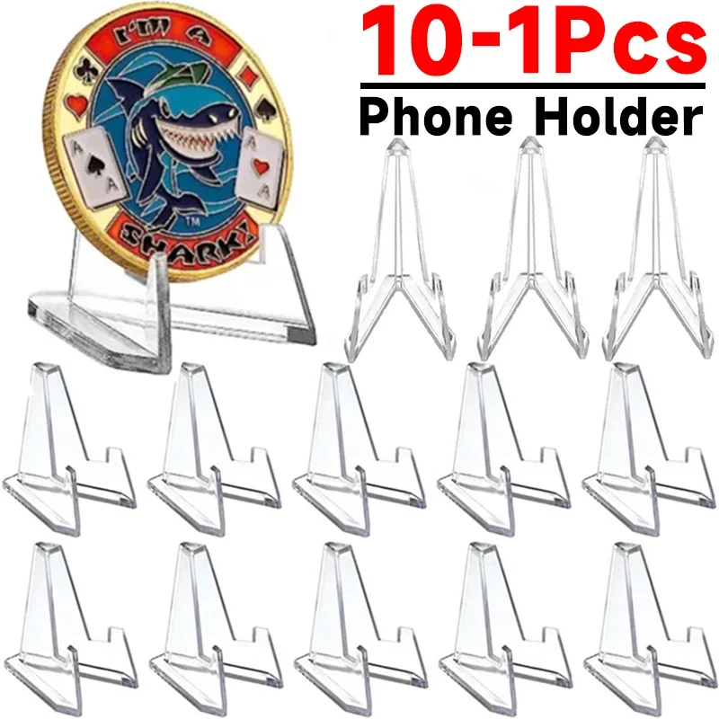 1-10Pcs Mini Acrylic Display Stand Transparent Triangle Commemorative Coin Photo IDol Card Holder Clear Display Rack Holders