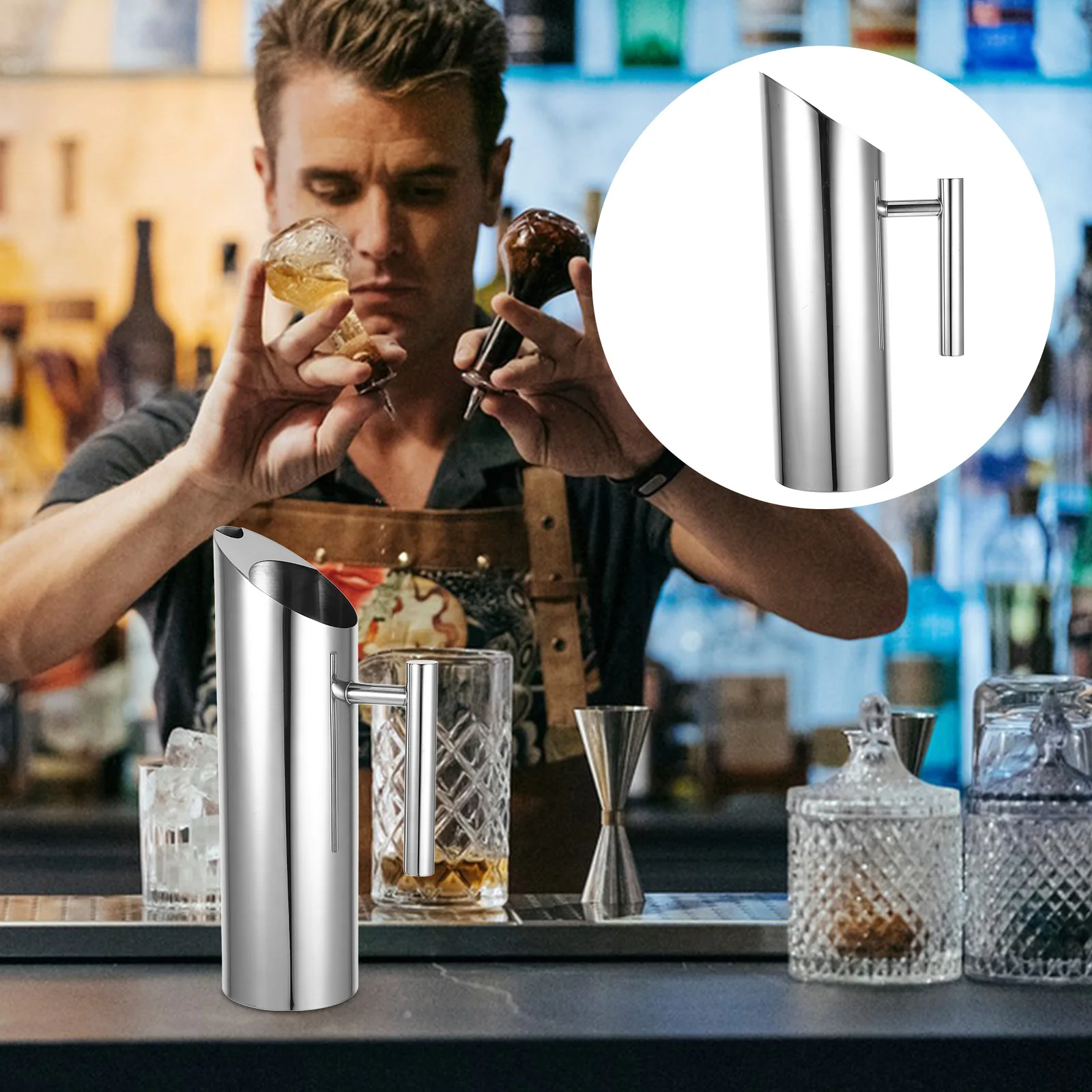 

1.5L Stainless Steel Juice Pitcher Cold Drinking Water Jug for Home and Restaurant Use Metal Beverage Server for Tea Cocktails