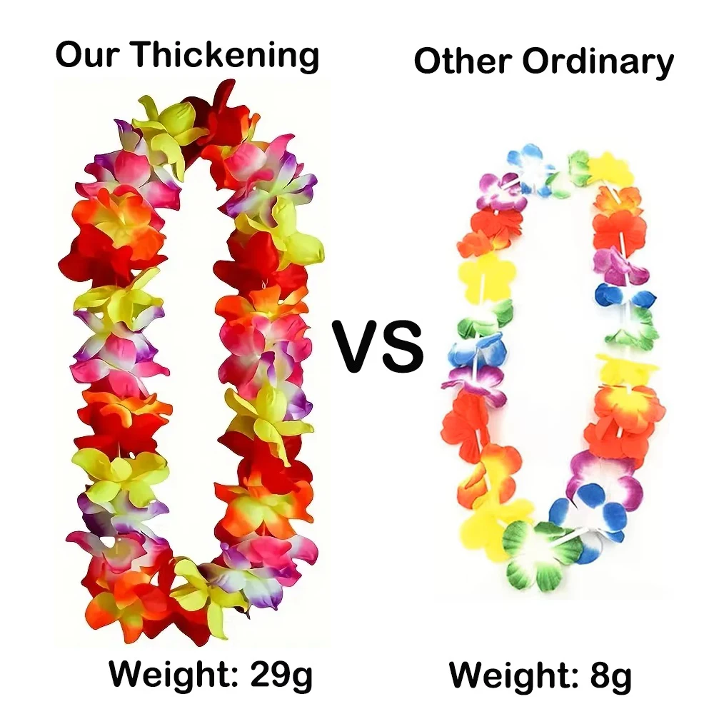 1/2 قطعة هاواي الاستوائية ليس رشاقته متعدد الألوان الأزرق الوردي هاواي إكليل جارلاند حولا الرقص حفلة الشاطئ زينة عيد الميلاد