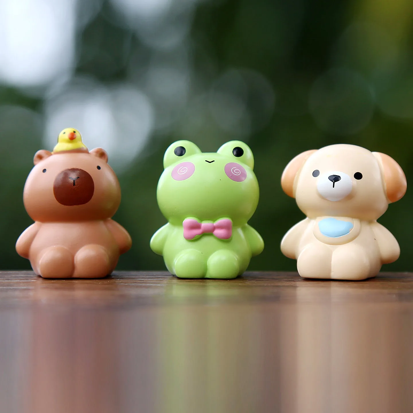1개 신상 미니 레진 동물 인형 장난감 만화 강아지/개구리/카피바라/양 장난감 모델 힐링 데스크탑 장식품