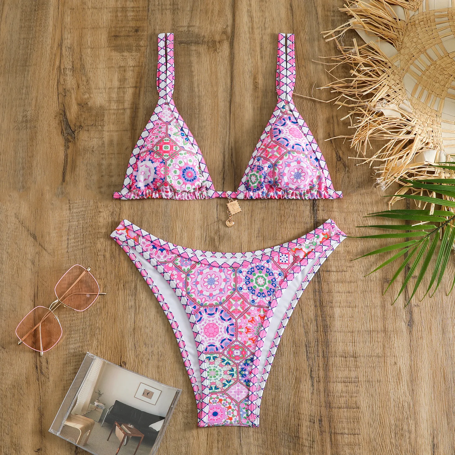 Floral Flower Women Micro Sexy Wear Bikini Bra Set Summer Beachwear Beach Two Pieces Bathing Suits Swimwear Female Push Up ﻿-6