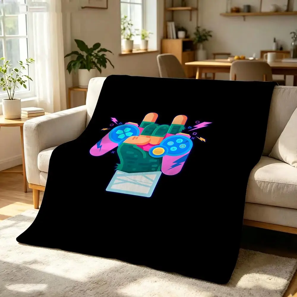 Category V-Video G-Game Throw Soft Warm Flannel Throw Blanket, Multi-use for Sofa Bed Office Nap