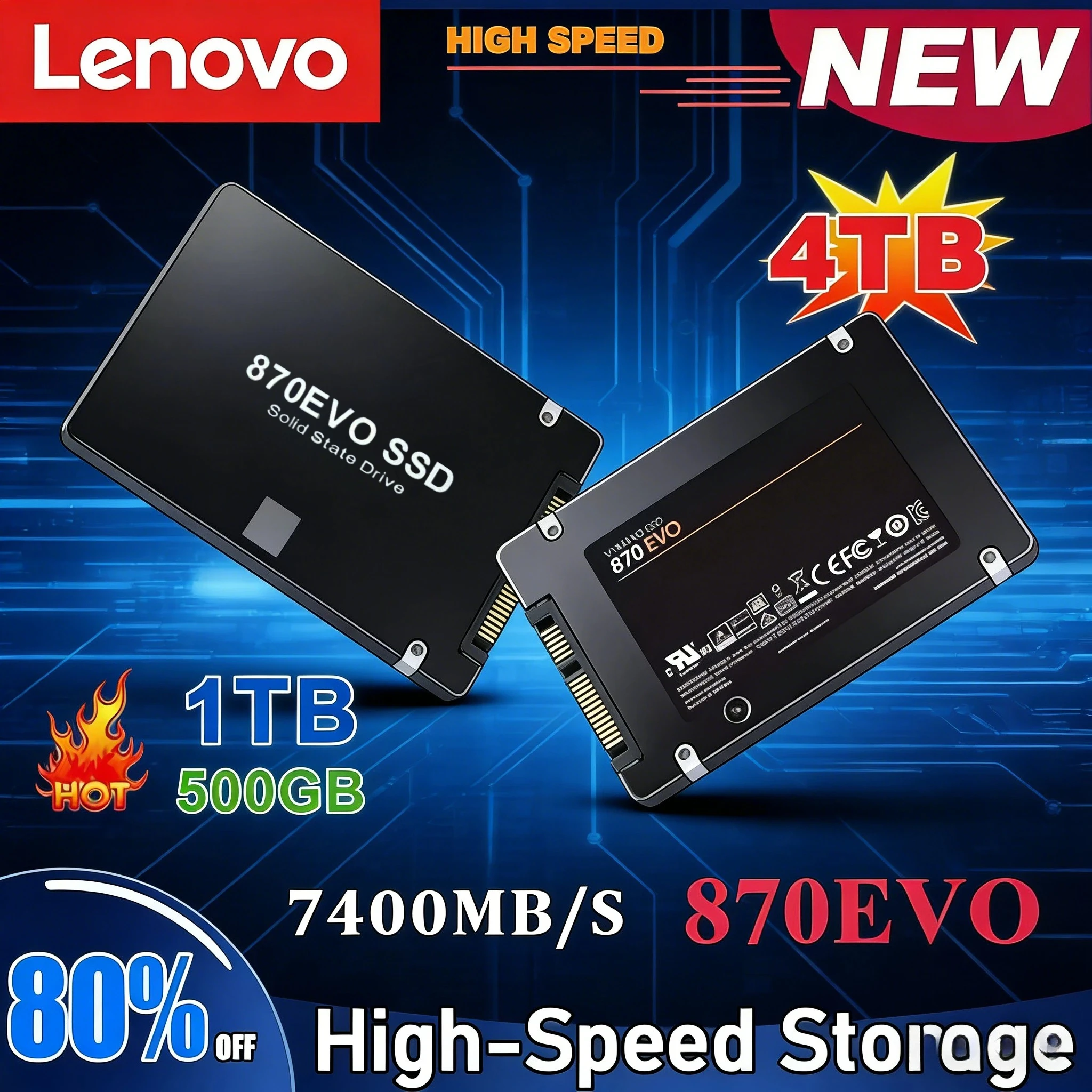 Lenovo Solid State Disk SSD 870 EVO 1TB2TB4TB Internal HDD Hard Drive Sata3 2.5 Inch For Laptop Microcomputer Desktop