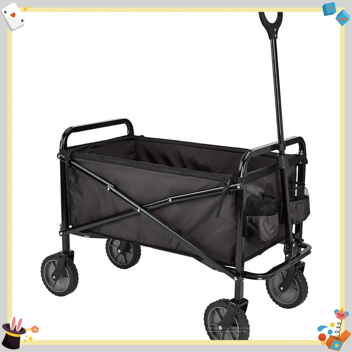 

Collapsible Folding Heavy Duty Utility Wagon for Outdoor Sports, 265 pounds Weight Capacity, Camping, Garden, and Shopping