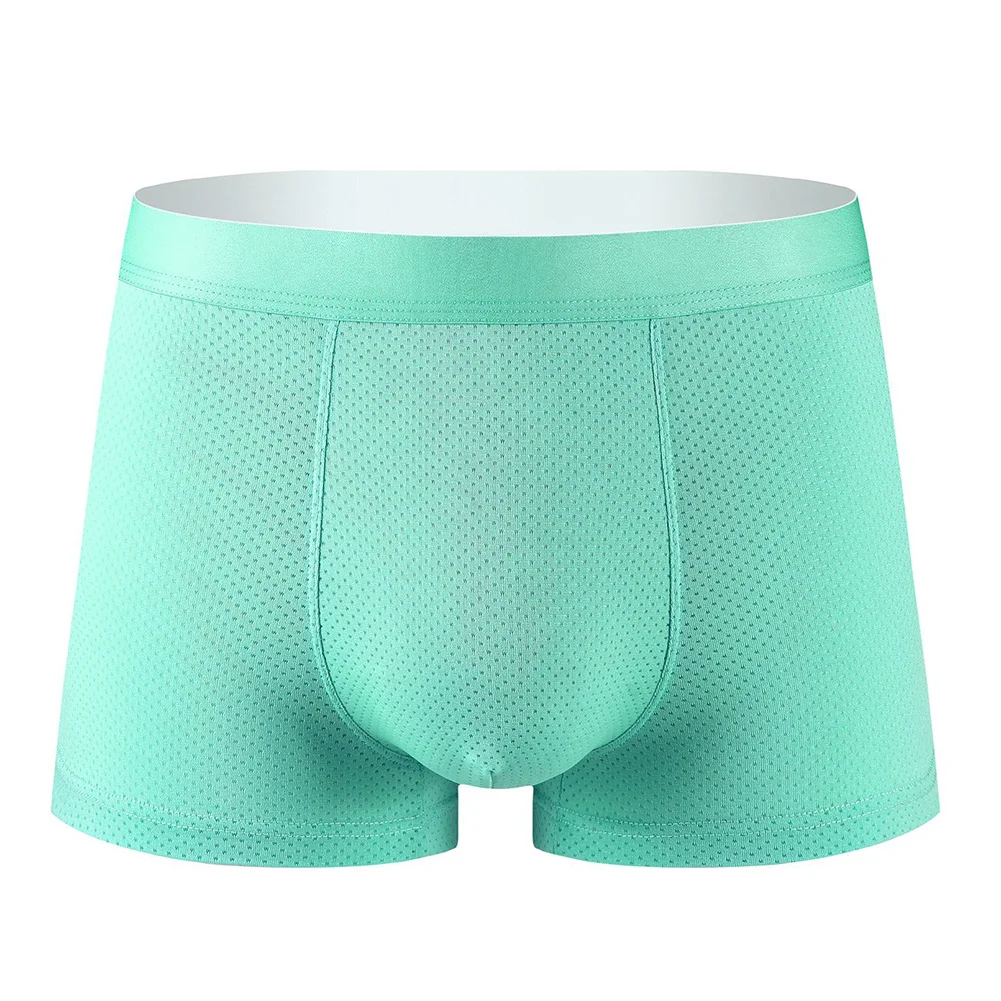 Mesh Breathable Male Underwear Ice Silk Underpants Trunks No Trace Panties Scrotum Bulge Seamless Boxer Shorts Elastic Knickers