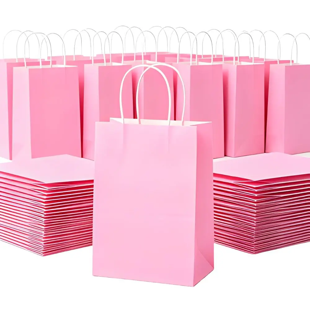 Sacs cadeaux en papier rose avec poignées en boucle, 6/12/24 pièces, pour friandises, souvenirs de mariage, emballage YMY