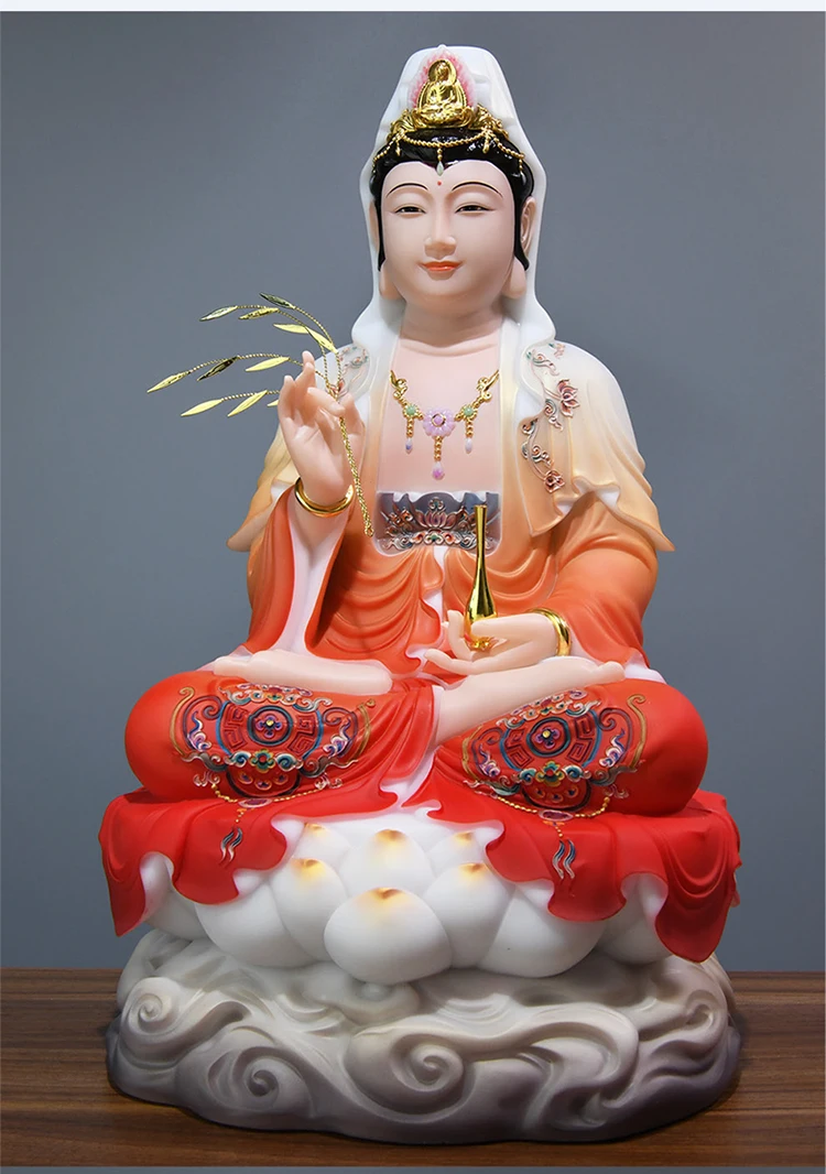 LTT marble Guanyin Bodhisattva Buddha statue sitting lotus Nanhai Guanyin Empress ornament is offered for home use