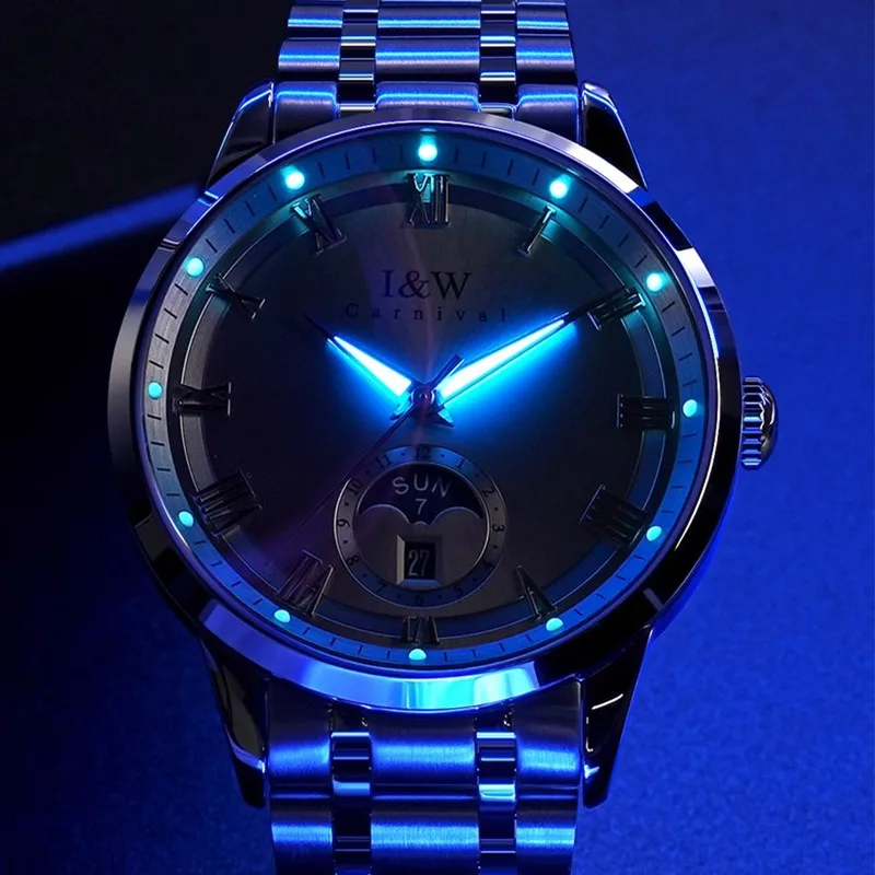 CARNIVAL marque Montre mécanique de luxe saphir calendrier MIYOTA mouvement montres automatiques étanche pour Homme Montre Homme