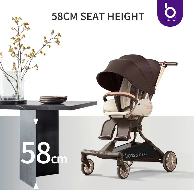 Gendongan Kereta Dorong Bayi dengan Tempat Duduk Pinggul Tipis Anak Antik Kereta Bayi Retro Perjalanan Bayi Kereta Dorong Kanopi Penuh Dapat Duduk dan Berbaring 0 Bulan