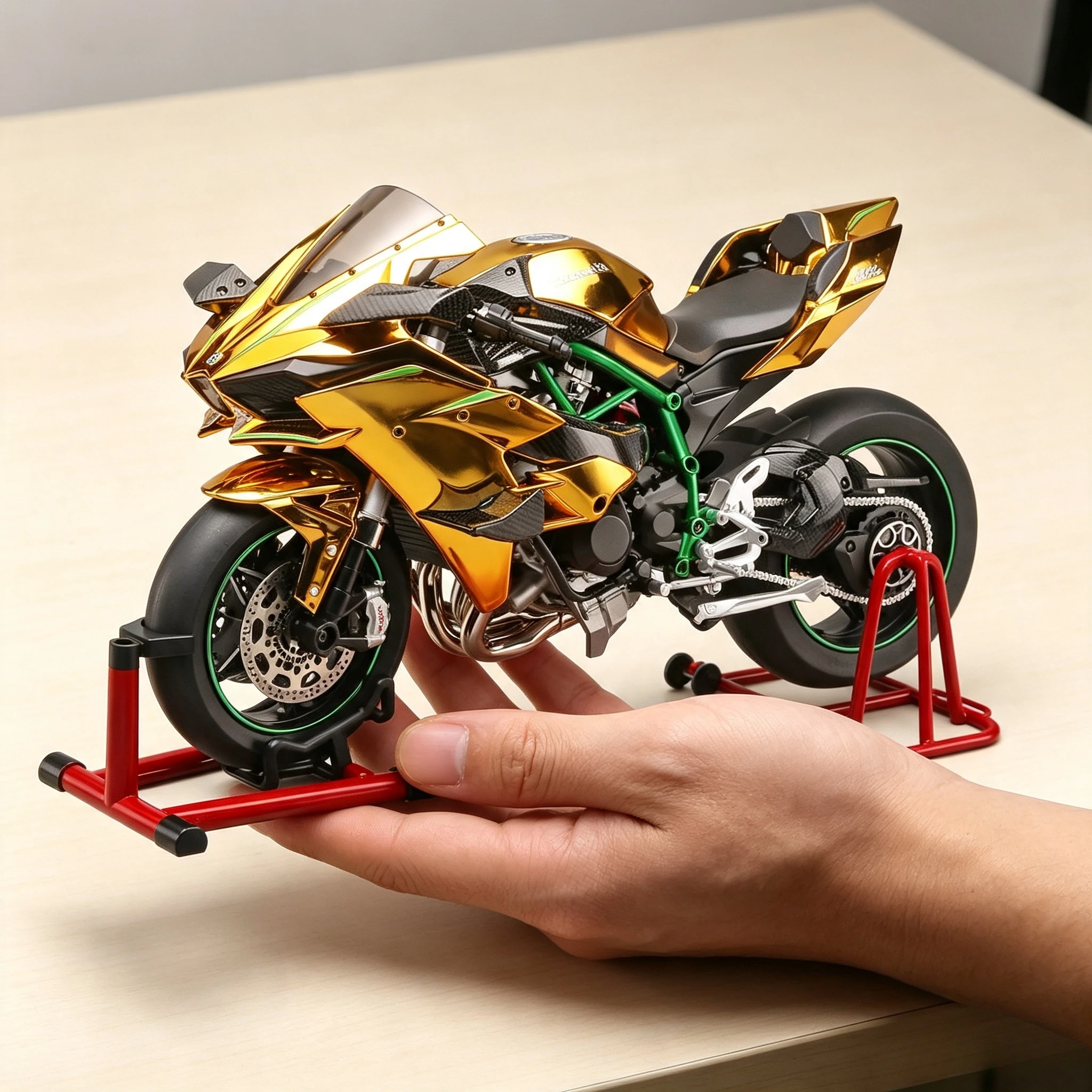 Key Control 1:6 H2R Alloy Sports Motorcycle Model Diecasts Track Racing Motorcycle Model Sound Light With Spray Toy Gift