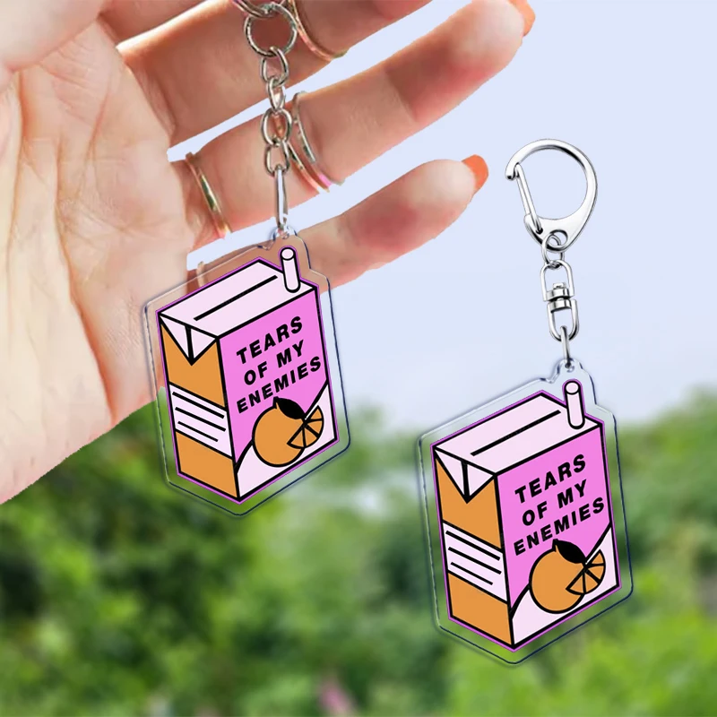 سلاسل مفاتيح دموع أعدائي للنساء ، سلسلة مفاتيح مشروبات مضحكة ، إكسسوارات قهوة ، قلادة عصير حليب ، مجوهرات للحقيبة ، مراوح #2