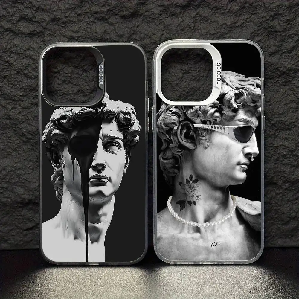 

Art Aesthetic David Eyes Phone Case For iPhone17,16,15,14,13,12,11 Pro Max Blcak Colorful Silver Plated Inside Cover