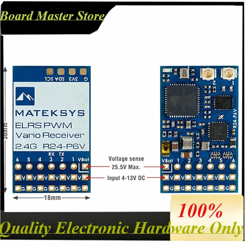 BoMaSMATEK R24-P6V 2.4GHz ExpressLRS Compatible Receiver For RC FPV Drone 22.5dbm 180mW ISM PWM VARIO Design