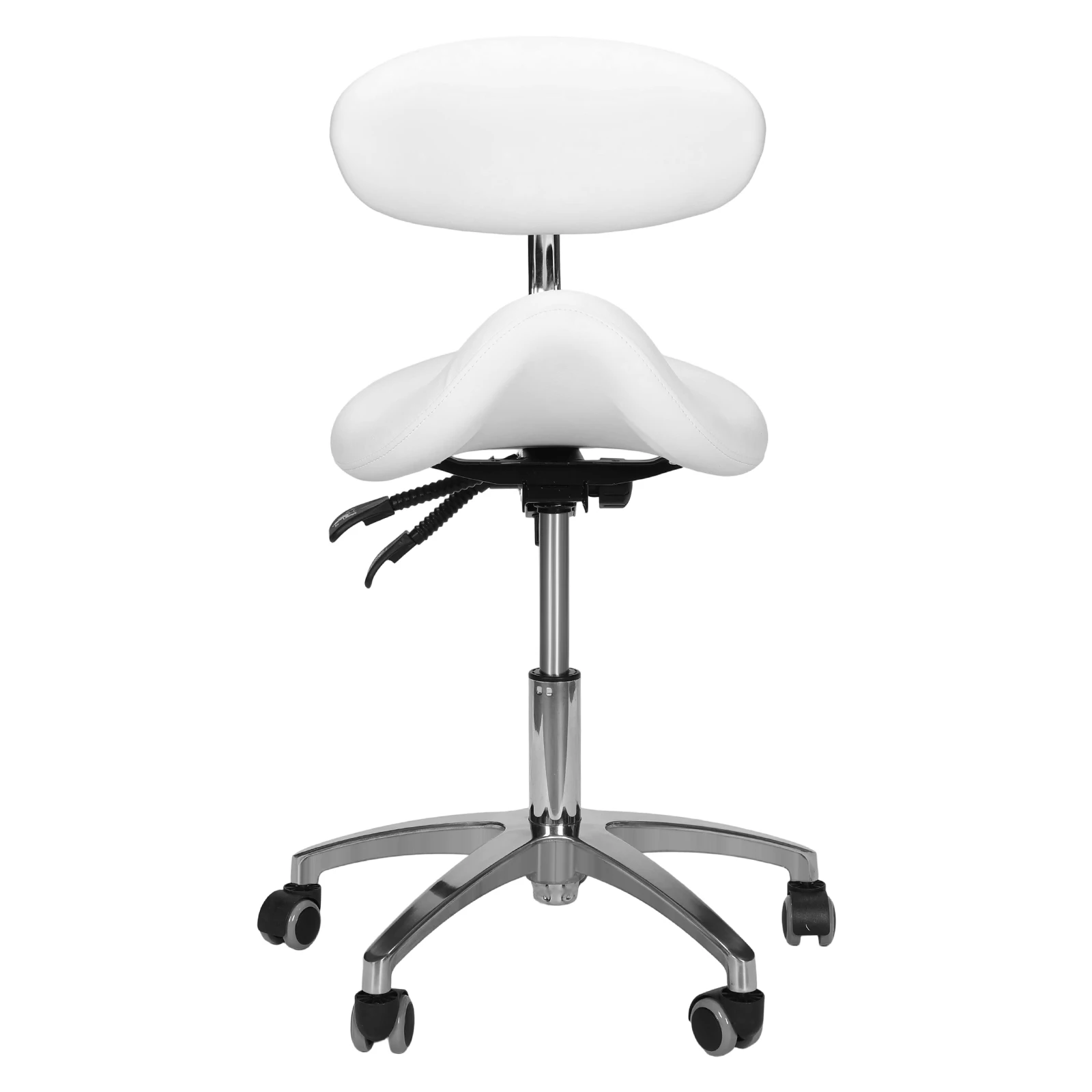 

Saddle Rolling Stool with Wheels with Back Support 16.93-21.65in Height for Hair Stylist for Dentist Salon Tattoo