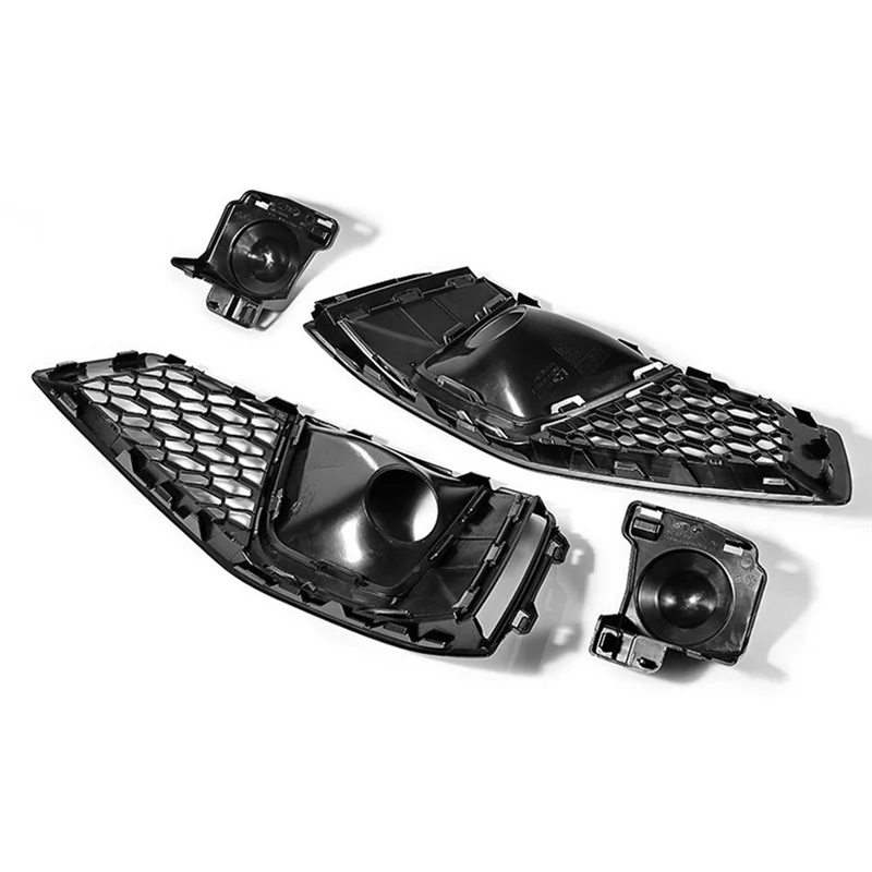 1Set Car Front Lower Bumper Grille Fog Light Cover Honeycomb For A4 B9 S4 2019-2020 8WD807681J 8WD807682J