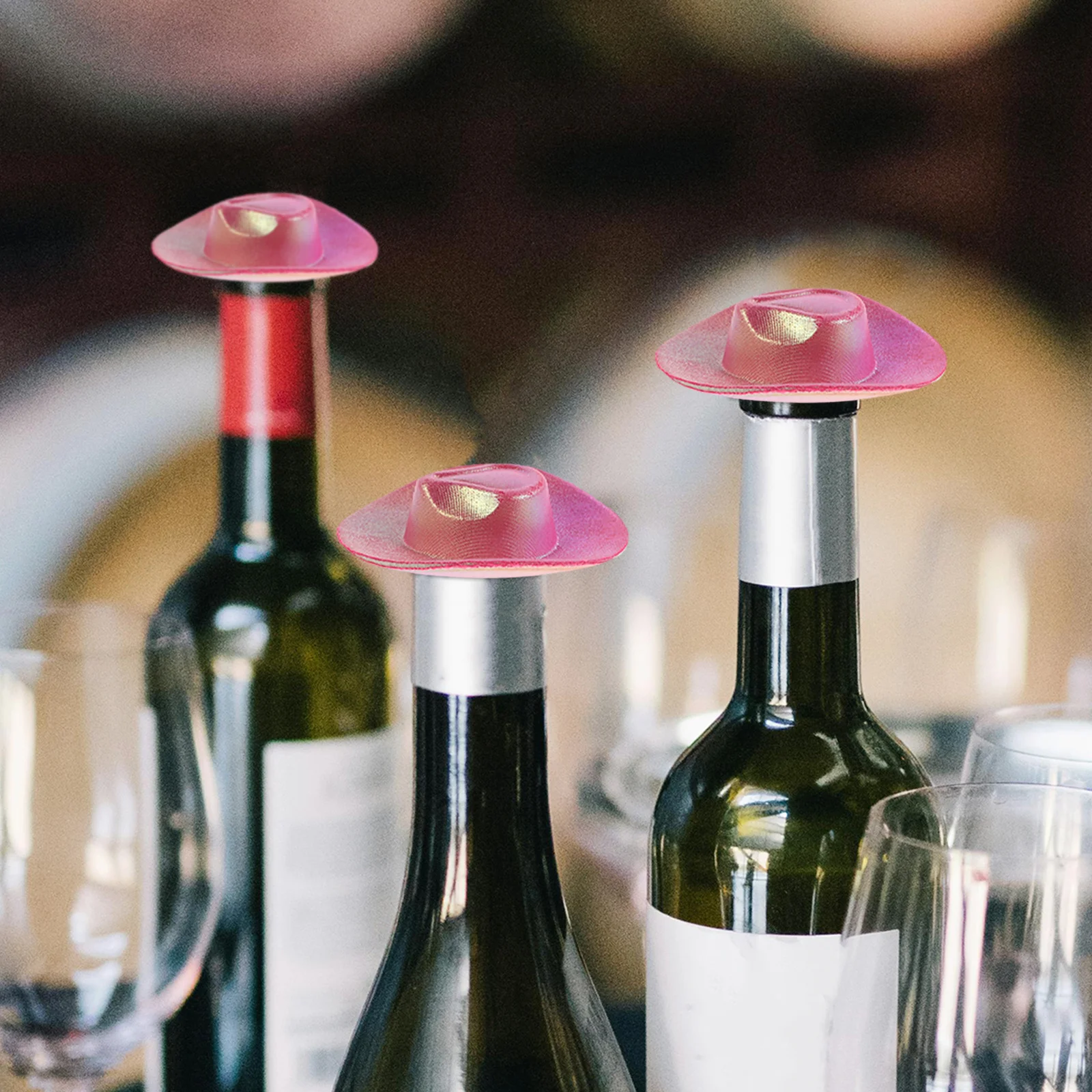 6 قطعة قبعات سمبريرو صغيرة زجاجة النبيذ توبر ديكورات الحفلات الغربية كب كيك القبعات العالية غطاء زجاجة يغطي عطلة احتفالية #3