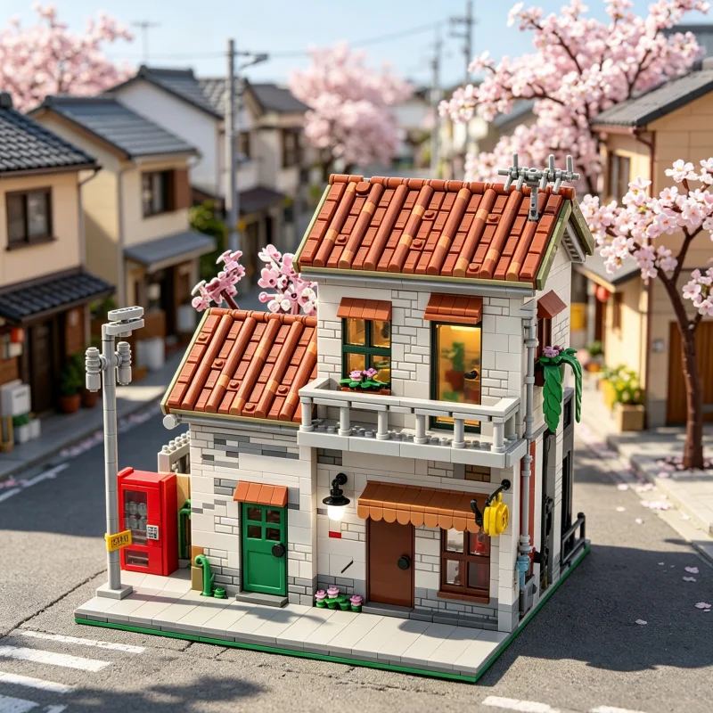 Secret Japanese Garage MOC Building Blocks Concealed Parking Interior Model DIY Assembly Brick Set Desktop Collectible