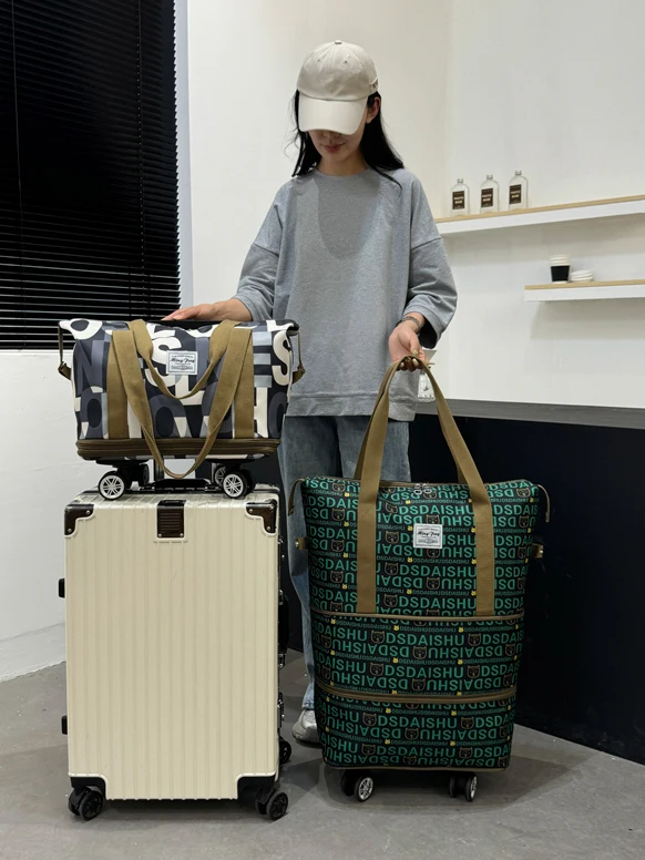 fashionable-short-trip-handheld-retractable-luggage-bag-unisex-travel-shopping-school-buying-groceries-storage-bag-oxford-cloth