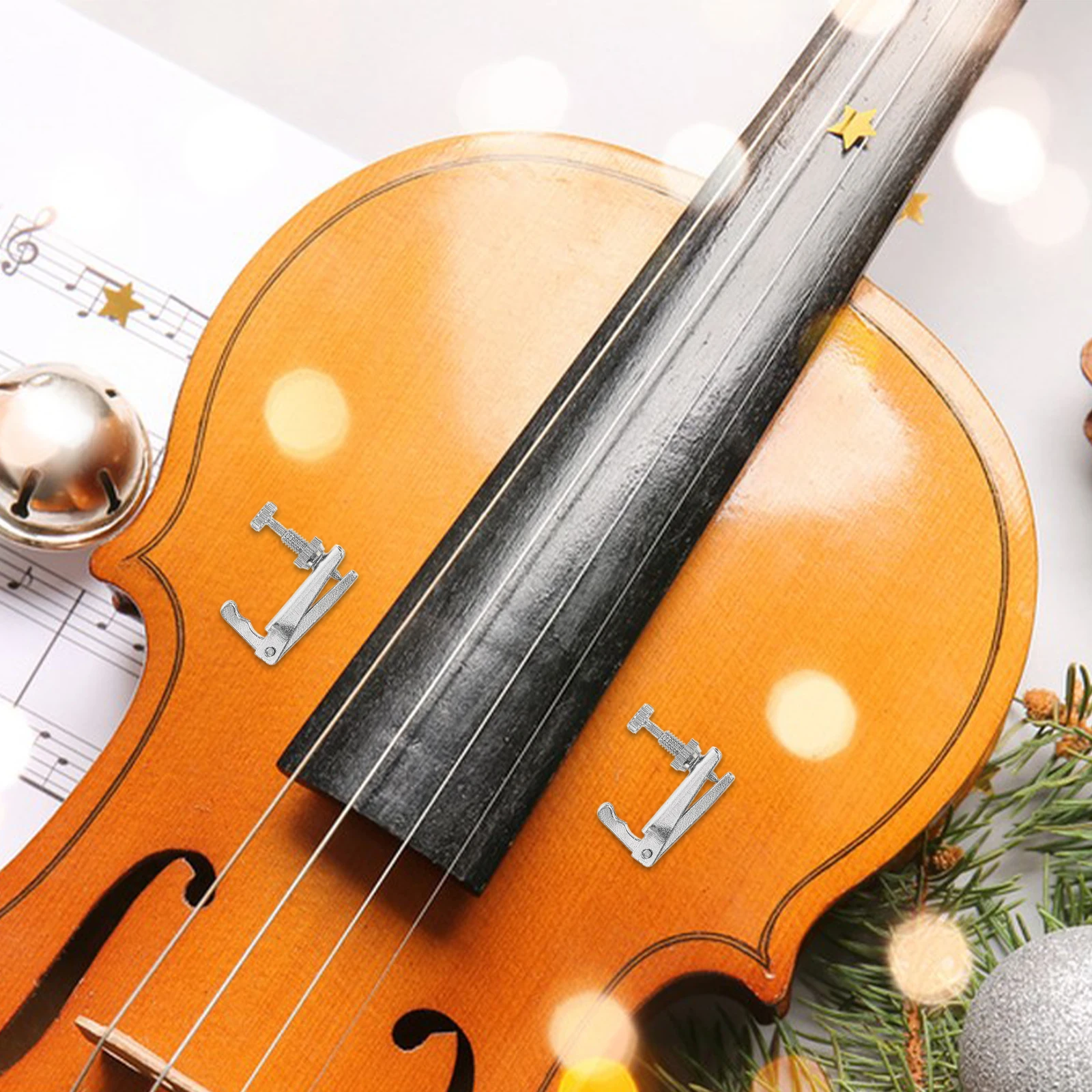 

4pcs Violin Tuners 1/2 Cello Strings Replacement 1/4 Adjuster Silver Parts Accessories for Violin Cello Strings Replacement