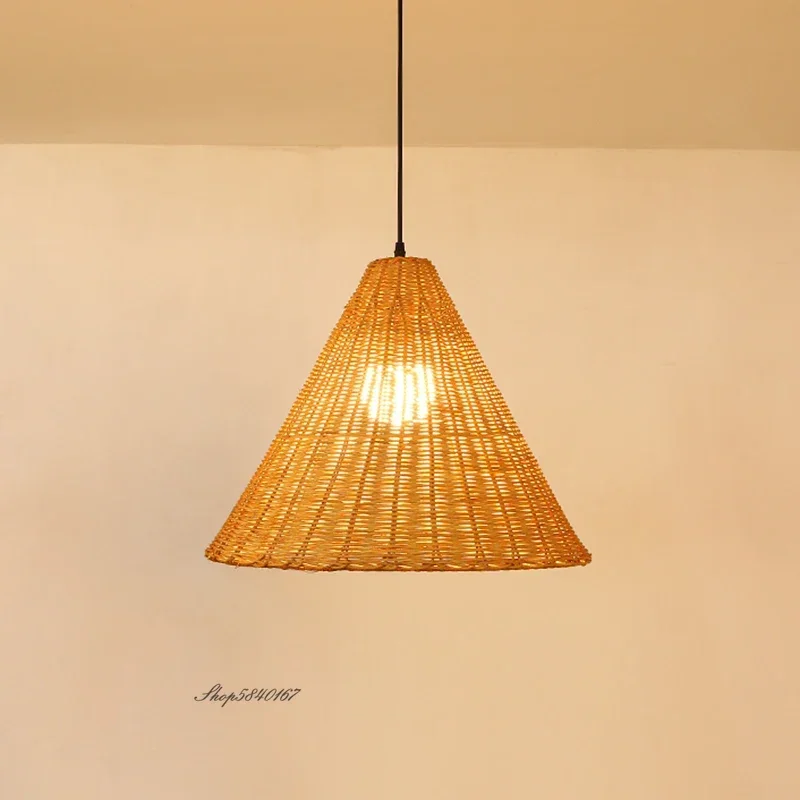 Vintage brązowe beżowe rattanowe lampy wiszące minimalistyczne ręcznie robione lampy Wicher do jadalni do zawieszenia w restauracji