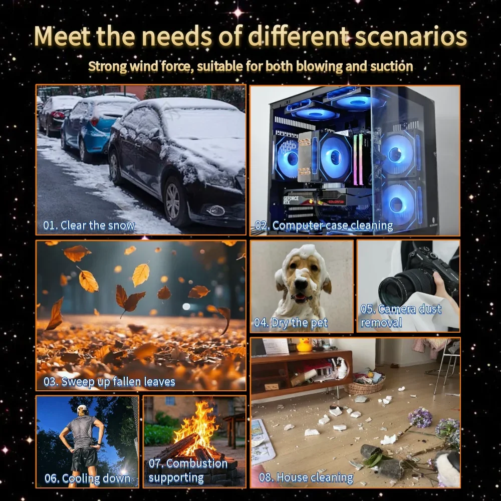 مروحة توربو ذهبية جديدة X11 ثنائية الغرض مع شاشة LED محرك بدون فرشاة منفاخ هواء سرعة الرياح 75 متر/الثانية لتنظيف لوحة المفاتيح للسيارة #5