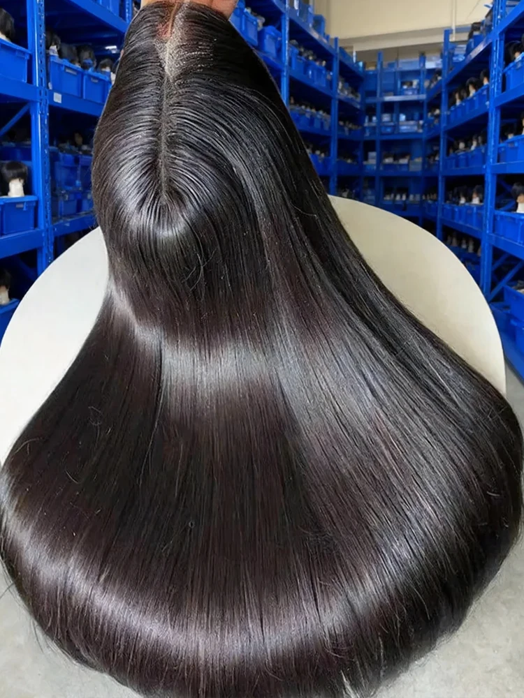 Indian Hair Raw Virgin 30 40 Inch Silky Smooth Straight Transparent Lace Human Hair Wigs For Black Women 13x4 Bone Straight Human Hair Wigs 13x6 Hd Lace Frontal Wigs Full Lace Wig Pre Plucked Natural Black Glueless Wigs Human Hair