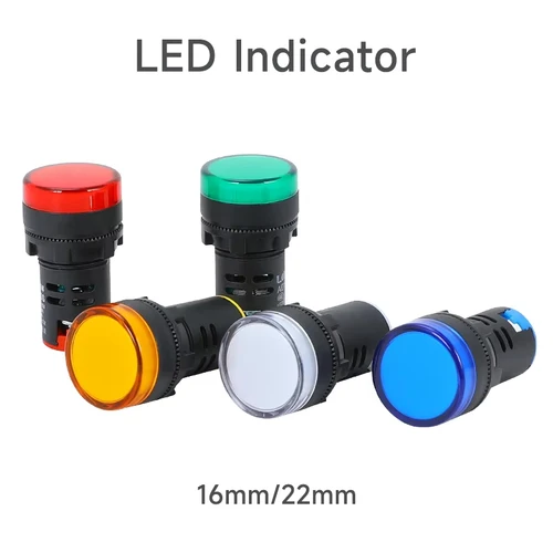 AD16-22 AD16-16 montaje en Panel indicador de potencia LED 12V 24V 110V 220V 380V 22mm lámpara de luz de señal piloto rojo azul blanco verde amarillo