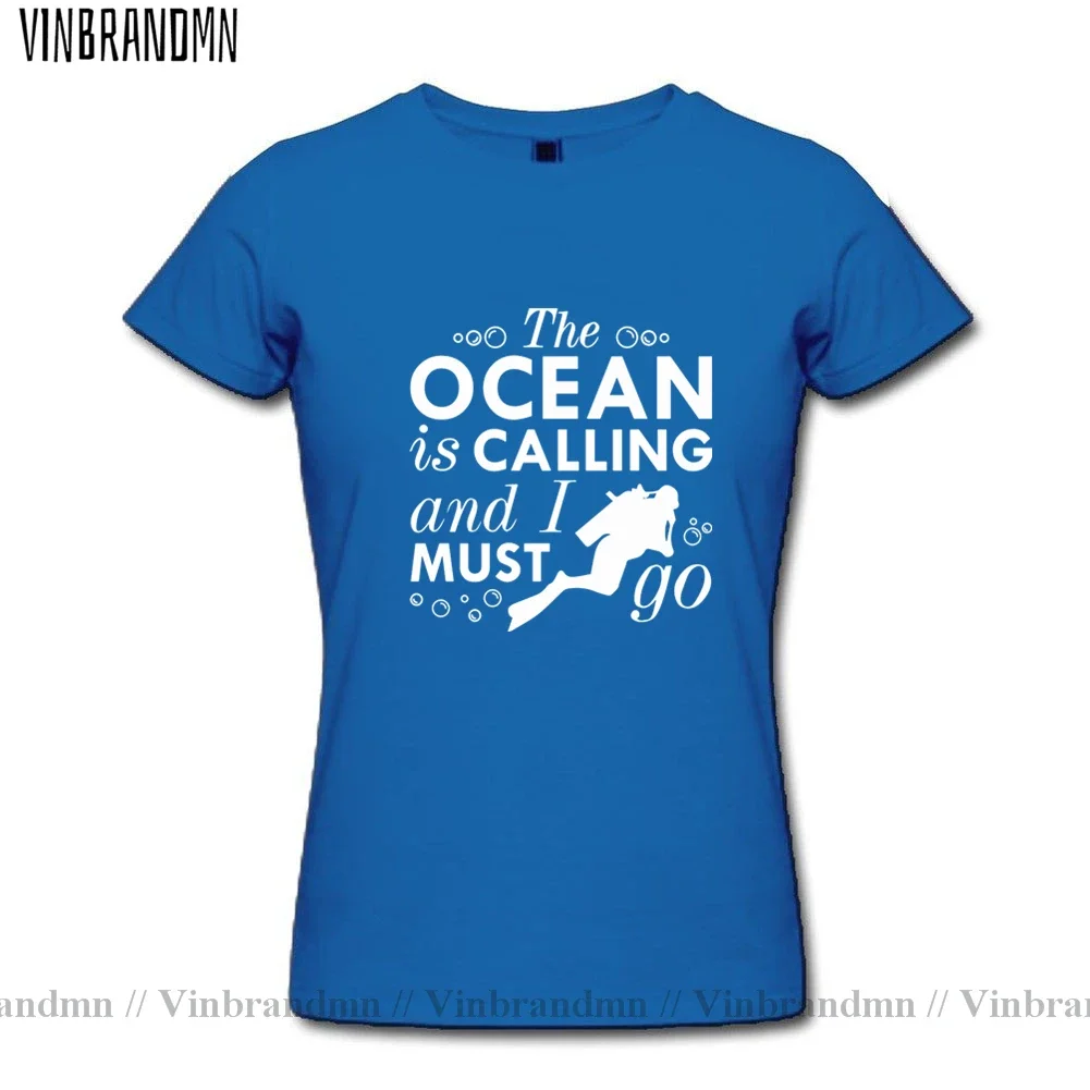 The Ocean Is Calling And I Must Go Scuba Diving T shirt New Fashion Diver Hipster Female Tshirt Girls Dive Surfing Cool T-Shirts