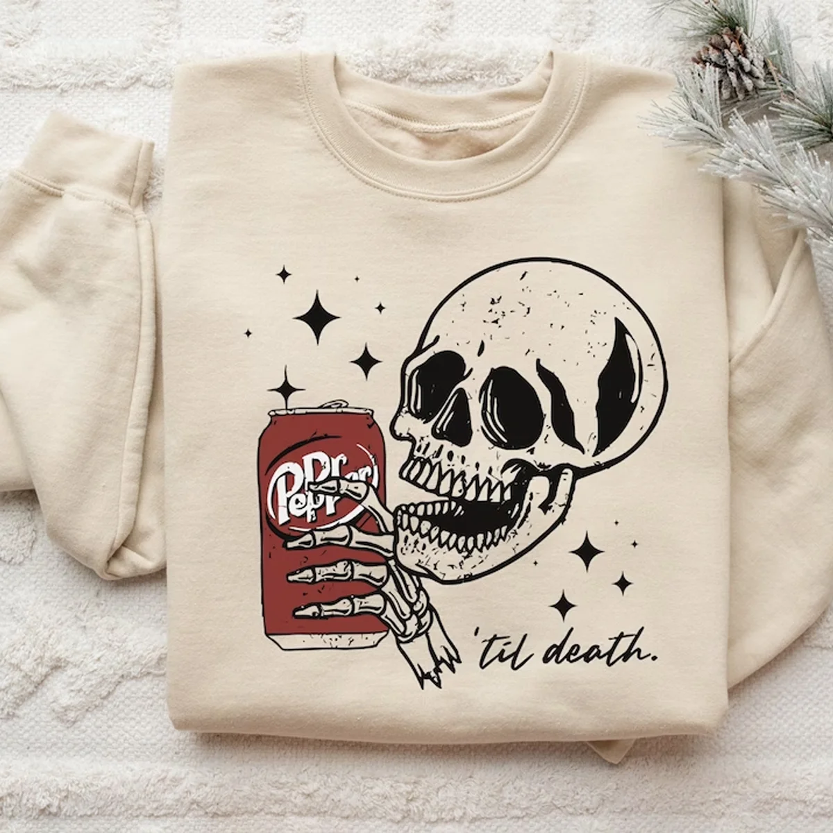 Till Death Dr. Pepper Sweatshirt Halloween Skeleton Sweatshirt Halloween Party Shirt Skeleton drinking Dr. Pepper Sweatshirt