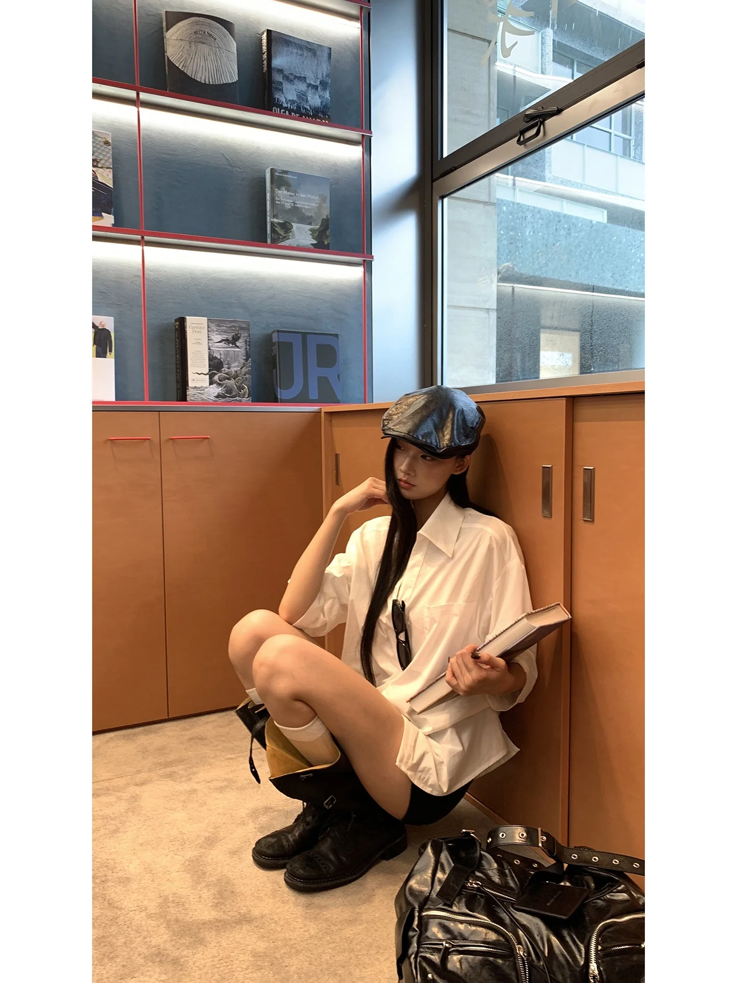 

White Loose Women's irt Early Autumn Faion 2025 New Sle Commute Simple Design High-End Feeling Cotton Blend Blouse