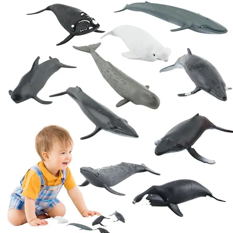 Realistic Whale Figurines Toy Animal Figurines Dolphin Shark Whale Set Model Figures Miniature Sea Creatures Educational Toys