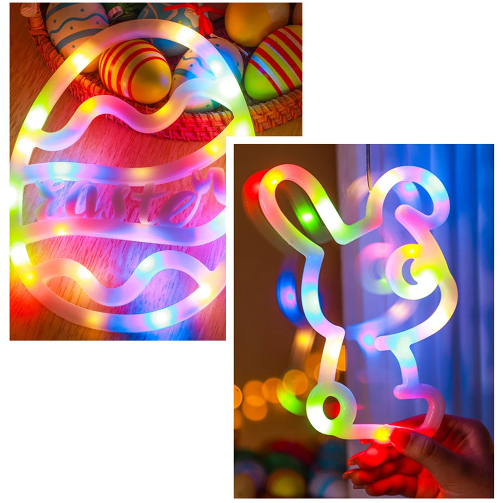 Luz de ventana de conejito/huevos de Pascua, cadena de luces Led con pilas, cadena de luces para interiores, luz interior para decoración de fiesta interior del hogar