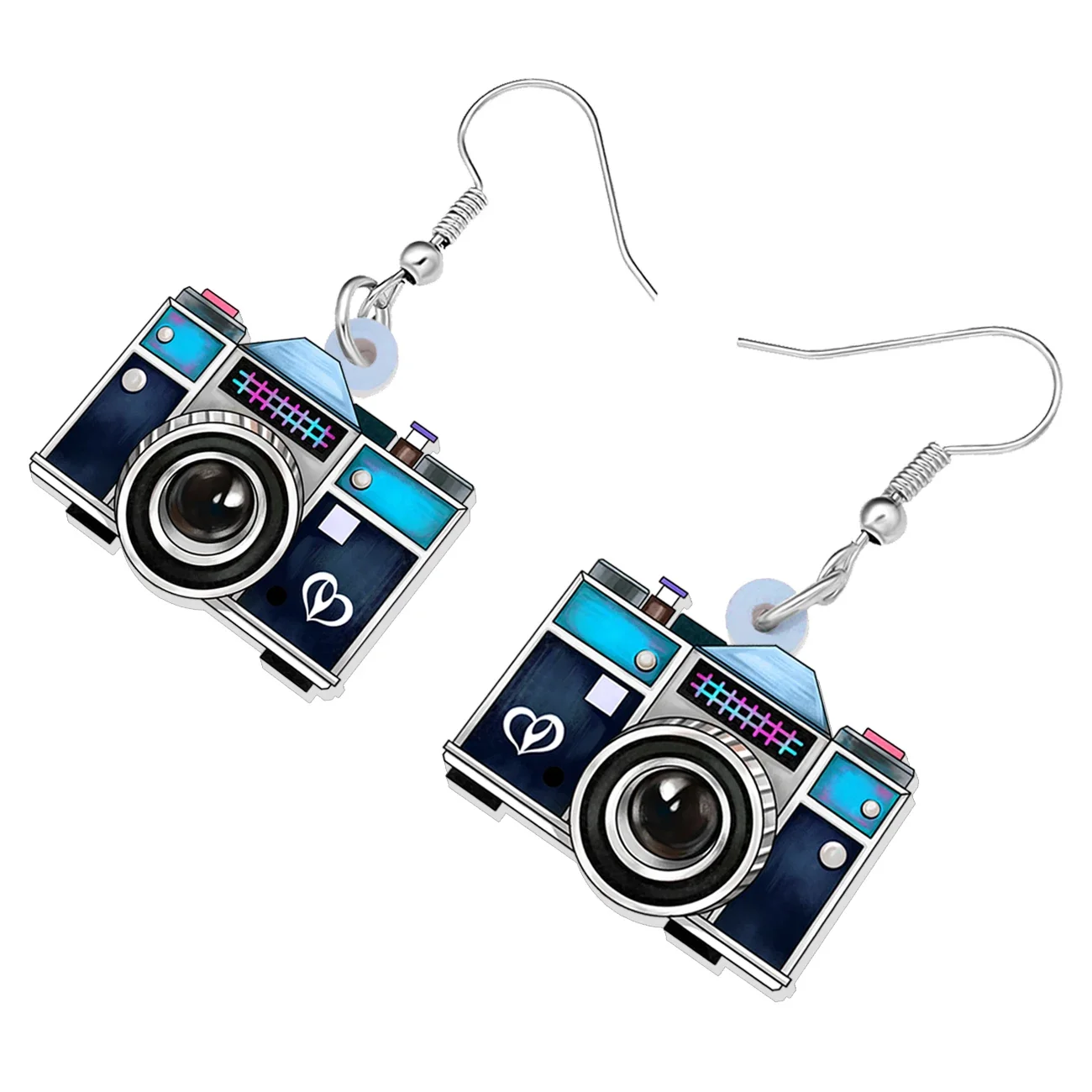 Bonsny Acrylic Retro Box Camera Dangle Drop Earrings Charms Jewelry Gifts For Women Girls Kids Friends Decorations