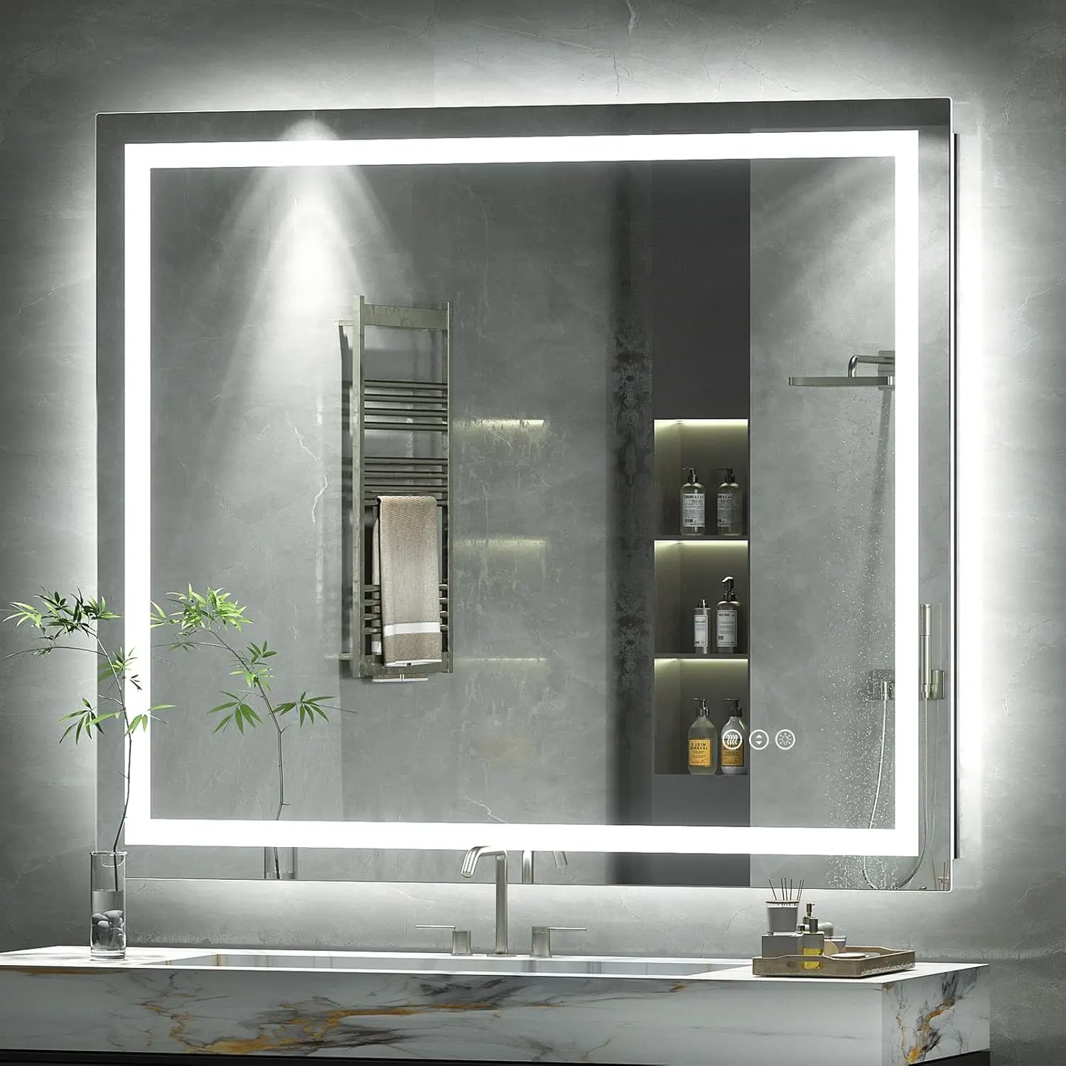 40 x 38 LED Bathroom Mirror for Vanity Rectangle Lighted Vanity Mirrors with Lights Dimmable Anti-Fog Shatter-Proof