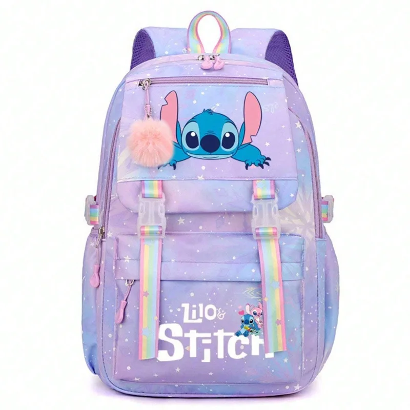 

Stitch Stitch student school bag large capacity backpack rainbow print cartoon outdoor backpack Large Capacity
