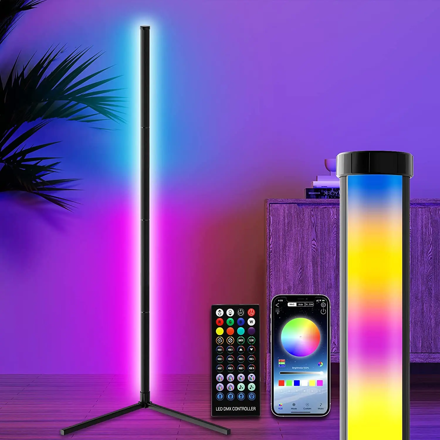 Dropshipping nordic RGB Led floor lamp Standing corner floor tube light with App control