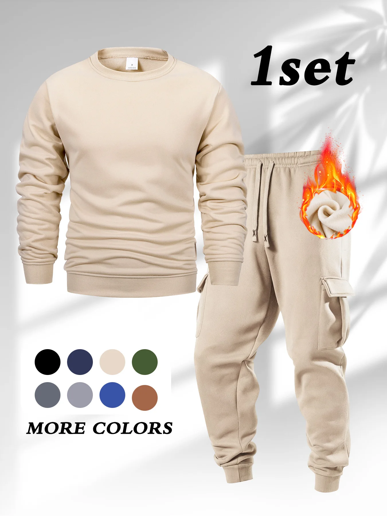 Men's Autumn Sets Round-neck Sweatshirts and Jogging Pants Outdoor Fitness Casual Tracksuit Solid Pullover+pants Two-piece Set